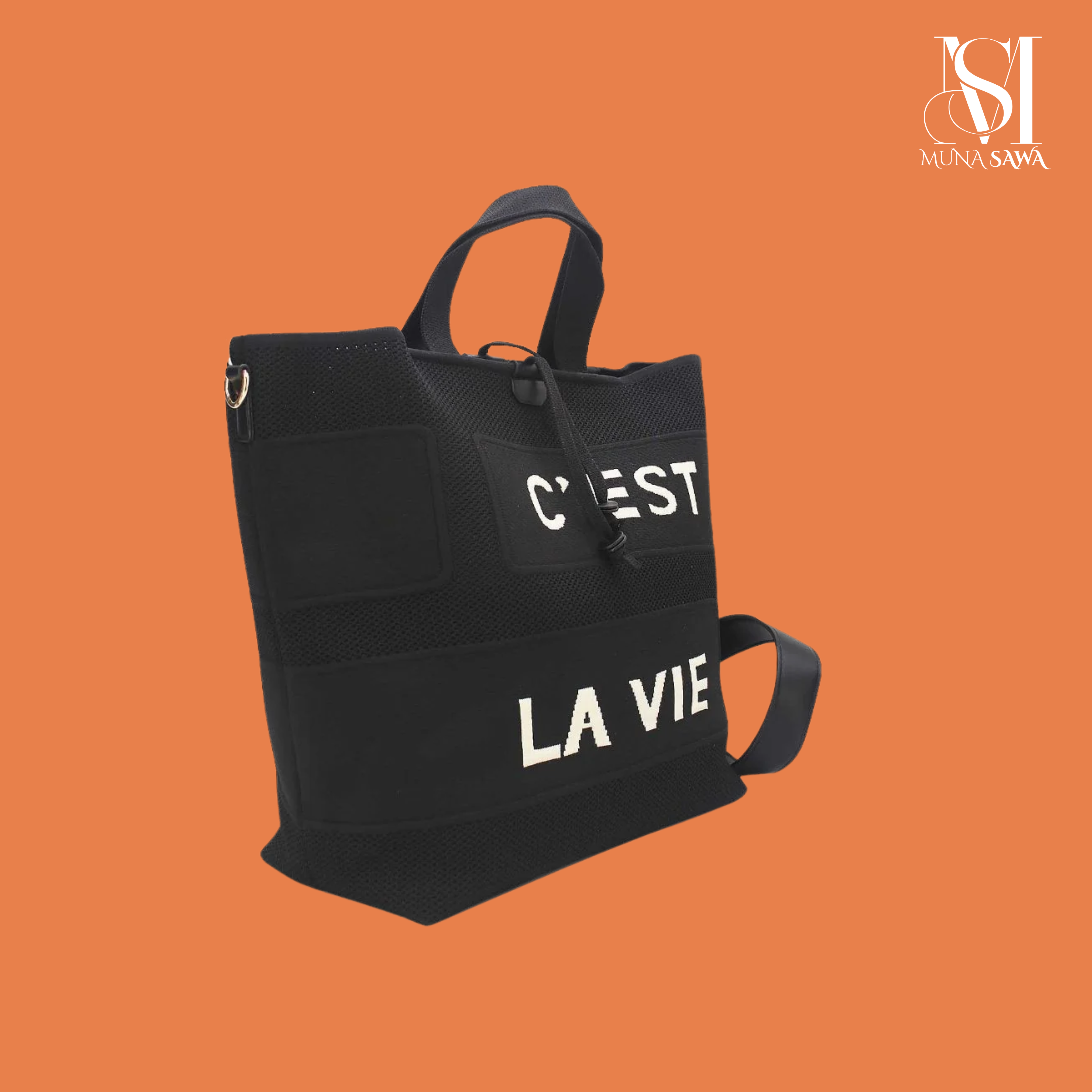 Sac Cabas Oversize En Maille 24B-6080-Noir