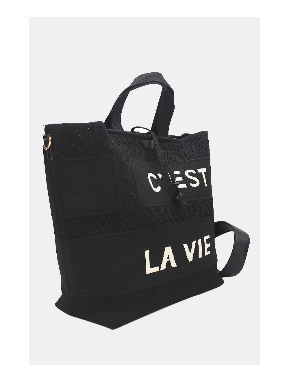 Sac Cabas Oversize En Maille 24B-6080-Noir